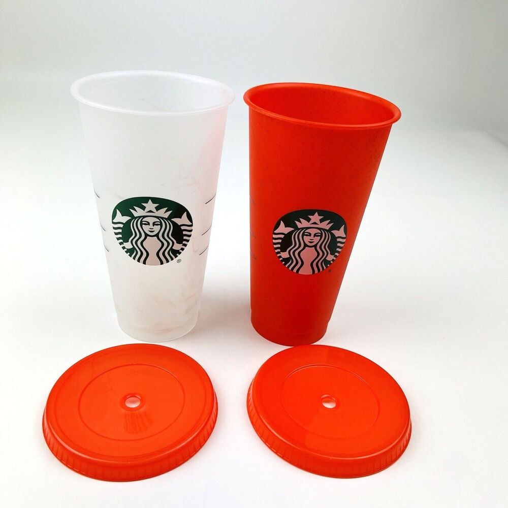 STARBUCKS Color Changing Tumbler Cups 2020 Red Glitter 2021 Frosty Confetti Lids